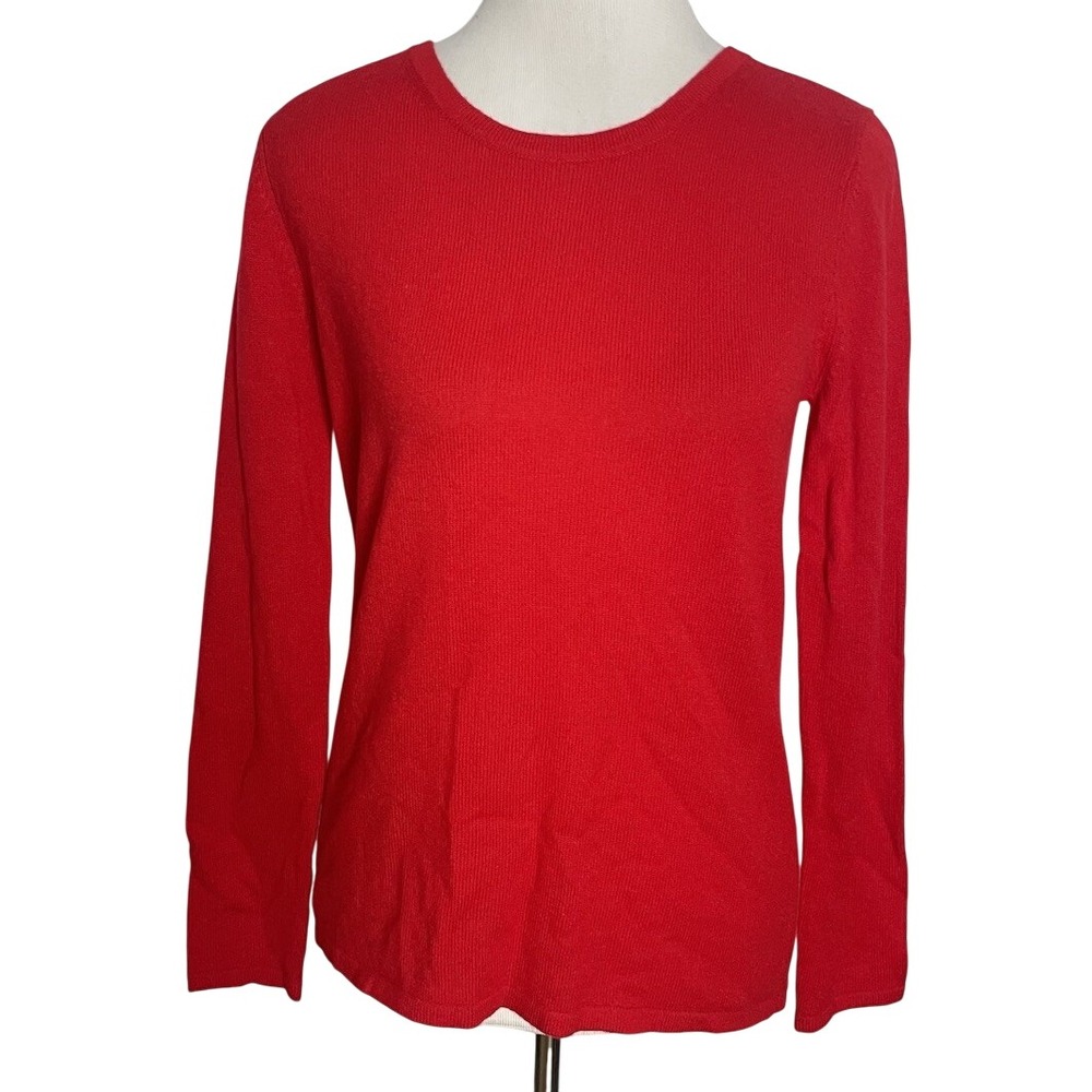 Preswick & Moore 100% Cashmere Bright Red L/S Pullover Sweater Small Preppy